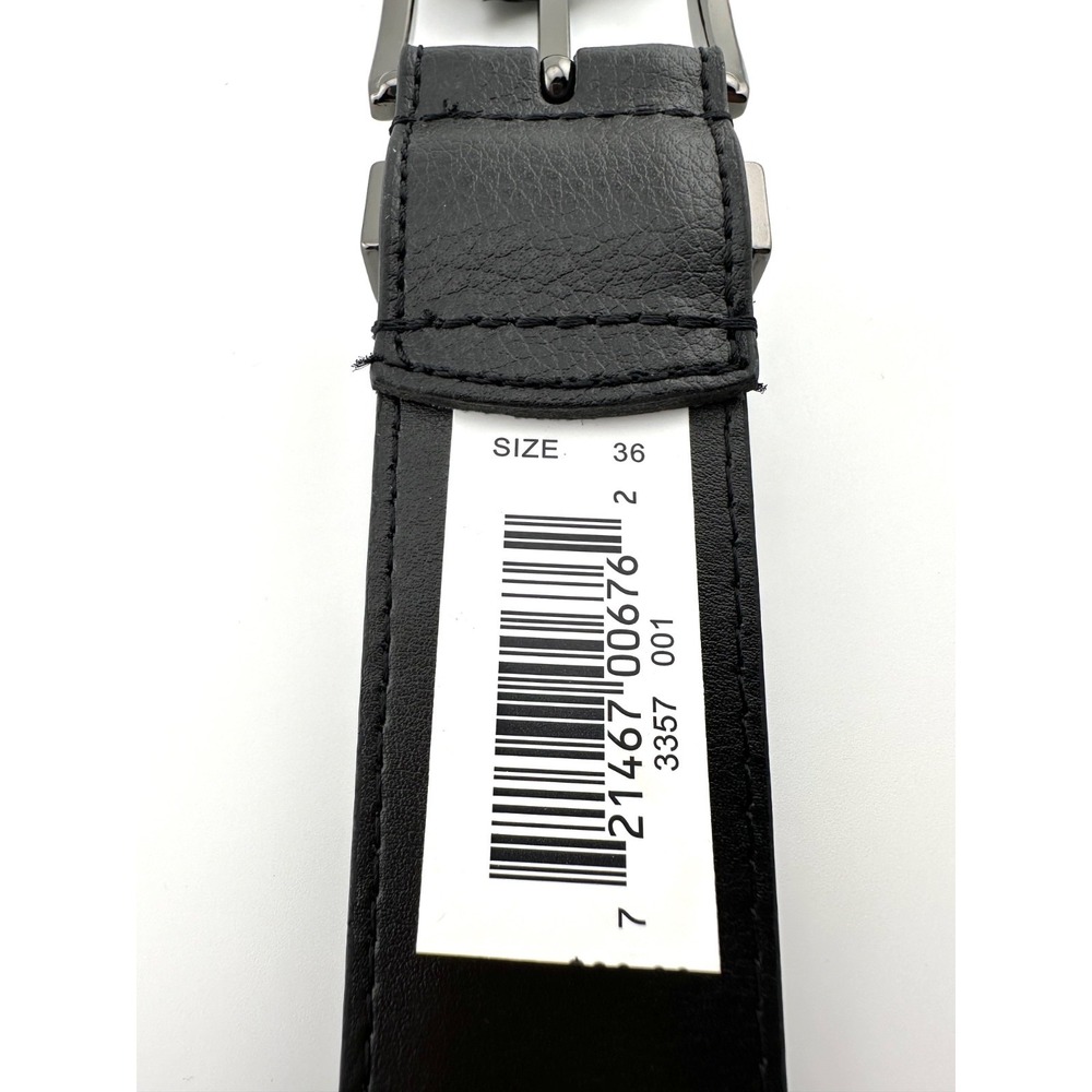 TALLIA Men's 36 Black NWT Genuine Leather Belt‎ Brushed Gray Nickel Buckle - Picture 7 of 7